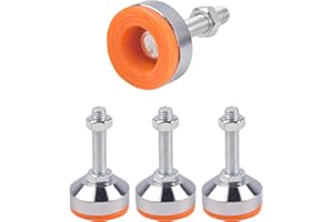 SPDYCESS 4 szt. Regulowane Nóżki do Mebli, M12*50mm Gwint o Dużej WytrzymałościStal Węglowa Stopka Poziomująca Nastawiacz Niwelator Buforowanie Protektor Podłogowy Redukcja Hałasu dla Maszyna Tabela Meble Stopy