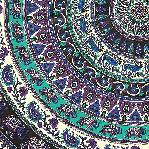 EYES OF INDIA – QUEEN BLACK INDIAN HIPPIE MANDALA ELEPHANT TAPESTRY BEDSPREAD Beach Blanket Dorm - 7