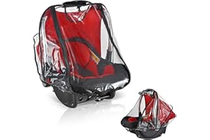 MISVAYLI Rain Cover For Pushchair Pram, Universal Stroller Rain Cover Pushchair, Waterproof Baby Carrier Protection With Zipper Door And Side Ventilation, Transparent Travel Weather Shield Fit Most Strollers
