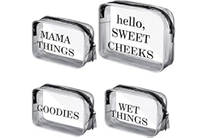 OUDAIN 4 Packs Diaper Bag Organizer Pouches Set Clear PVC Travel Diaper Bag Waterproof Zippered Makeup Bag Dry Wet Bag (Black)