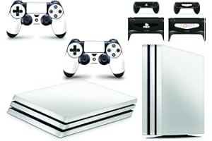 giZmoZ n gadgetZ Blanc Autocollant Vinyle Autocollant PS4 Pro Console Skin + 2 Skins de contrôleur