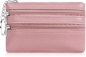 Aucuu myntväska läder dragkedja plånbok kort hållare nyckelfodral kvinnor miniplånbok, med 3 fack & nyckelring, liten & lätt, enkel att bära, 12 * 8 cm, 13*9*1.8cm, Modern