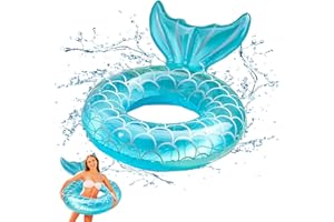 Puddry Aufblasbarer Pool Schwimmring Kinder Erwachsene, Meerjungfrau Schwimmreifen Erwachsene Luftmatratze Pool Spielzeug Kinder, Aufblasbare Pools Schwimmringe für Pool Strand Party WasserSpielzeug