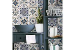 RE-COVERTILES - Adesivi per Piastrelle Bagno e Cucina 10 Pz 20x20 cm - PS00029 Decorazione murale in PVC Impermeabile mattonelle Mosaico Stile cementine Azulejos