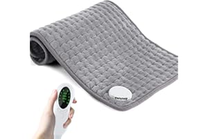 HIYAA Heat Pad, Electric Heating Pad for Pain Relief, 10 temperature settings and 3 timing settings with LCD, 100% Soft, 12" x 24 (30 x 60 cm, Grey)
