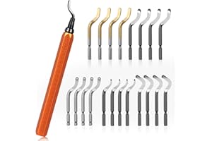 KOMABLEN 21 Piezas Desbarbador Metal Manual, Escariador con 20 Cuchillas de HSS, Mango de Aleación de Aluminio, 360° Giratorio Herramienta de Desbarbado para impresora 3D, plástico, aluminio y Cobre