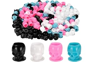 BAMTTOO 200pcs Disposable Tattoo Pigment Ink Cups Skull Tattoo Ink Cups For Tattoo Permanent Makeup Container Cap Tattoo Accessory Tattoo Kits (Mixed Color)