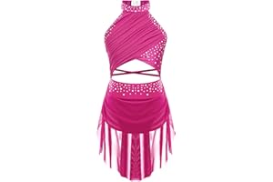 YiZYiF Vestito da Balletto Bambina Costume di Danza Senza Maniche Abito da Ballo Lirico Contemporaneo Body da Ginnastica Vestito Pattinaggio Artistico