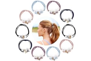 Jubaopen 10 Stück Perlen-Haargummis Elastische Haargummi Geschichtet Haarbänder Pferdeschwanz Halter Bunt Haargummi für Damen Mädchen Haarschmuck Haare Gummibänder (5 Farben)