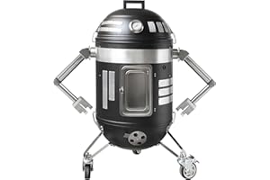 SHINY STAR IN THE DARK SKY SPACEBOT Series Fumoir Smoker, Ø 46 cm Fumoir Viande et Poisson, Portable 3 en 1 Barbecue à Charbon de Bois pour le Jardin, le Camping, la Cuisine en Plein air et les Grillades