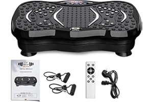 FK Sports Vibration Plate Exercise Machine, Vibration Fitness Trainer with Bluetooth Speaker, Remote, 99 Intensity Levels, 5 Programs, 2 Resistance Bands Speed Adjustable For Whole Body Workout