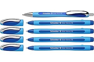 ‎SCHNEIDER Schneider 150275 Slider Memo XB und Slider Rave XB Kugelschreiber (mit Etui, Schreibfarbe: blau) 4+1 Stück