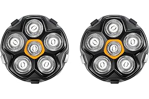 ZATEIRL Tête de Rasoir de Rechange 6D pour Rasoirs Crâne Homme – Tête de Rasage Magnétique, Rasage à Sec & Humide, Compatible avec Kensen, JoyKoi, Kibiy (Jaune, Lot de 2)