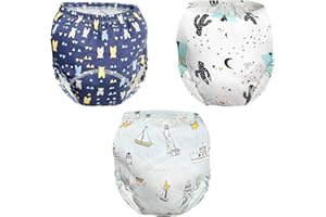 FUIPVGI 3 Pezzi Mutandine Apprendimento Bambino Trainer Unisex in Cotone, Intima per Vasino 2-3 Anni (3 Colori)