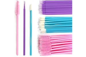 DEEDPF Kit de herramientas de belleza: 150 varillas desechables para rímel y micro aplicadores, 50 cepillos para cejas + 50 cepillos para labios + 50 cepillos para micro aplicadores