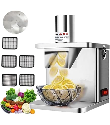 YUCHENGTECH Tagliaverdure Cubetti Elettrico Cubettatrice Verdure Elettrico con 3 Lame Tagliaverdure Elettrico Professionale per Tagliare a Cubetti Affettare e Sminuzzare Frutta e Verdura 100W