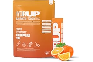 HYDRUP - Électrolytes Sans Sucre en Poudre 1733 mg - Hydratation et Énergie Instantanée avec Vitamines B et C - Saveur Orange - Paquet avec 6 Sachets de 14 Grammes - Sans Gluten et sans Lactose