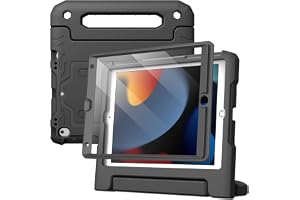 JETech Barnfodral för iPad 9:e/8:e/7:e Gen. 10,2", Svart | För 10,2" 2021/2020/2019 Modell, Inbyggt Skärmskydd, Handtagsstati