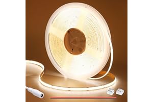 GOMING 24V 10M COB Ruban LED Blanc Chaud 3000K 312LED/M CRI 93+ Haute Luminosité 6300lm Non étanche Flexible Découpable Bande LED pour Maison Chambre Cuisine(Sans Alimentation)