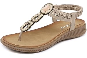 Meik Mangni Damskie sandały moda boho płaskie letnie cyrkonie otwarte palce wygodne sandały plażowe klapki 36-42 EU