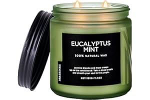 M&SENSE Candele profumate all'eucalipto e alla menta,regalo donna compleanno, regalo di candele aromaterapiche per alleviare lo stress, meditazione, yoga, SPA rilassante, Fino a 70 Ore
