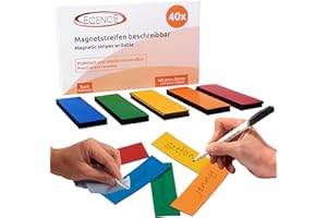 ECENCE 40 Étiquettes magnétiques inscriptibles 100mmx30mm en Multi-Coloured et découpables