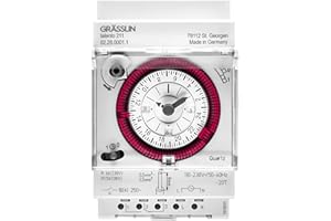 GRÄSSLIN - 02.28.0001.1 - Talento 211 - Interruptor Horario Analógico - 1 Canal - Tiempo de Conexión Más Corto de 30 Minutos