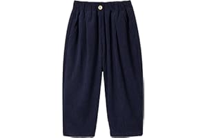 Volunboy Ragazzi Pantaloni Larghi in Velluto a Coste con Vita Elasticizzata e 3 Tasche per Bambini di 2-7 Anni