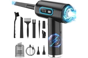 MERKIOO Compressed Air Duster, Electric Air Blower & PC Vacuum Cleaner 2 in 1 Keyboard Cleaner 50000RPM, Cordless Air Dust Cleaner Replace Canned Air Blower Rechargeable for Computer Car Crumbs