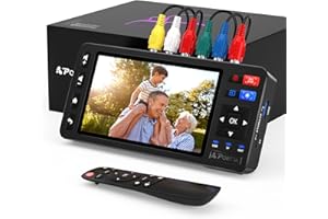 PORTTA Convertitore VHS a digitale con schermo HD da 5", registratore di acquisizione video, converte in MP4 compatibile con VHS, VCR, DVR, DVD, Hi8, videocamere (nastri/lettore DVD non inclusi)