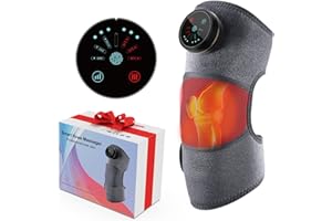Xllent Gifts for Dad Heated Knee Brace Wrap with Massager for Knee Pain Relief,3 Adjustable Heat and 3 Intensities with Rechargeable Heating Pad,Christmas Birthday Gifts for Women/Men