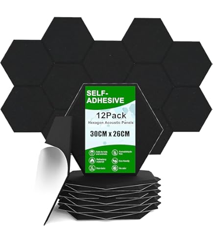 18 Pannelli Acustici Esagonali Autoadesivi - Assorbitori Rumore Per Studio/Ufficio 30x26cm - Foto 5