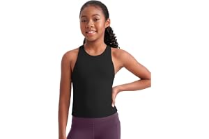 CRZ YOGA Butterluxe Dubbelfodrad Linne för Flickor | Dans, Extremt mjuk, tight passform, midjelängd, hög hals, atletisk, ärml
