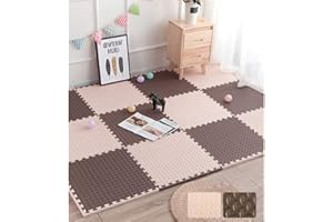 lulupila Puzzlematten Spielmatten Krabbelmatten Spielteppich Schutzmatten 20er Set Matte Unterlegmatten Bodenschutz Matten Trainingsmatten Gymnastikmatten Yogamatten (Beige+Braun)