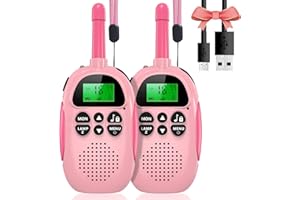 Uleway Walkie Talkie Bambini Ricaricabili Longue Portée, Ricetrasmittenti 16 Canali con LCD Retroilluminato Funzione VOX Blocco Tastiera Torcia, Regalo per Ragazze e Ragazzi di 3-12 Ann (Rosa e Rosa)