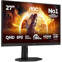 AOC Q27G4XF 27 inch WQHD Gaming Monitor 180Hz, Fast IPS Panel, 1ms