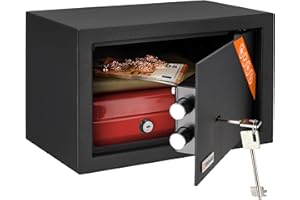 Brihard Home Coffre-fort a Clef pour Maison 20x31x20 cm, Petit Coffre-fort avec Clé 11 L, pour Bijoux et Argent avec Serrure à Clé Uniquement, Verrouillable