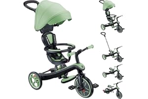 Globber - Tricycle Explorer 4 en 1 - Tricycle évolutif et draisienne pour Les Tout-Petits de 10 Mois à 5 Ans - Version 2 - Vert Sauge