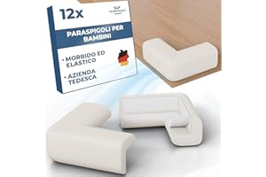 Hoffenbach 12x Paraspigoli per Bambini – Protezione Angolari in Gomma per Mobili, Tavolo e Spigoli – Para Angolo Autoadesivo, Proteggi Bimbi da Urti e Cadute, Sicurezza per Bambini in Casa Bianco
