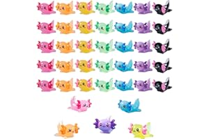 Erismithh Mini Axolotl Toy 35Pcs Cute Hexagonal Dragon Decoration Mini Resin Animals for Micro Fairy Garden Landscape Miniature Dollhouse Accessories Multicoloured