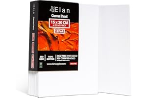 Elan Malkarton 15x20 12er Set, 100% Baumwolle Leinwand Dünn 3mm, Malpappe 15x20, Leinwand zum Bemalen 15x20, Leinwände für Acrylfarben