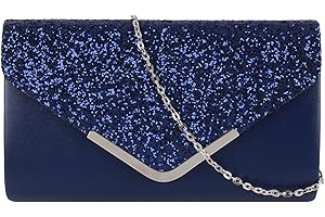 MEGAUK Damen Clutch Glitzer Elegant Abendtasche Glänzend Handtasche Envelope Tasche Strass Unterarmtasche mit Kette für Hochzeit Wedding Prom Party