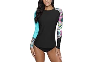 BesserBay Damen Surf Shirt Bademode Rash Guard UV Shirts Langarm Schwimmen Tankini UPF 50+ S-XXL