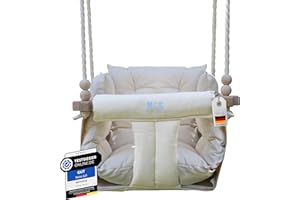 MOAS SHOP® Babyschaukel Indoor aus Hainbuche-Holz mit Anker- und Befestigungsmaterialien für die Decke, Babyschaukel Garten, Schaukel Tragfähigkeit bis 25 Kg, Kinderschaukel Indoor, Kleinkind Schaukel