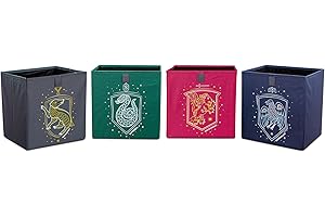 UKONIC Harry Potter Hogwarts Houses 11-Inch Storage Bin Cube Organizers | Set of 4