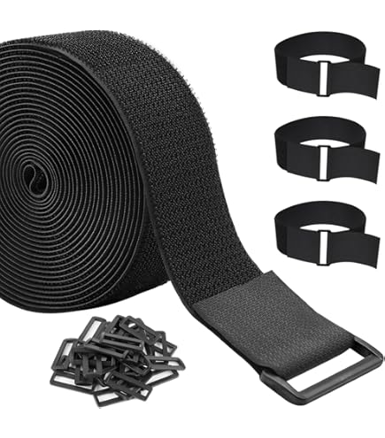 Bande Velcro 10m X 2cm Avec 50 Boucles - Auto-adhésive, Découpable, Serre-câbles Réutilisable - Noir, Extra Forte, Pour Organisation Câbles Et Bricolage