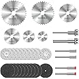 32Pcs Cutting Disc Set Compatible with Dremel, Drill Cutting Disc, Cutting Wheel Set for Rotary Tool, Diamond Cutting Wheels, HSS Cutting Discs with 1/8"(3mm) Shank Wood Glass Plastic Stone Metal