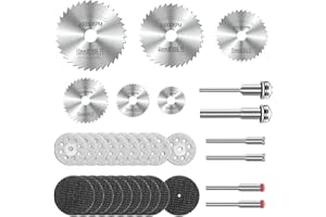 Dischi Taglio,32 Pezzi HSS Lama per Seghe Circolare,YURINWOO Dischi Diamantati Mini di Tagliante,Mini Dischi da Taglio di Resina per Tagliare Legno, Plastica, Fibra Di Vetro, Metallo Morbido, pietra