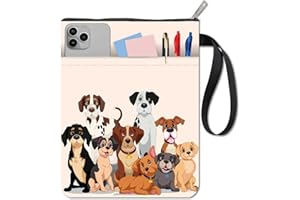 CRASPIRE Copertine per Libri con Cani Custodia per Libri con Animali Protezione per Libri Tascabili Copertina per Libri in Tessuto Lavabile con Cerniera e Tasca Extra per Gli Amanti dei Libri Regali