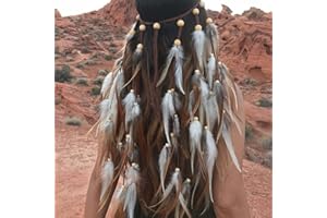 Fashband Indian Feather Headband Boho Tassel Hippie Headdress Tribal Headpiece Indian Festival Party Headwear Hair Accessoriess for Women and Girls
